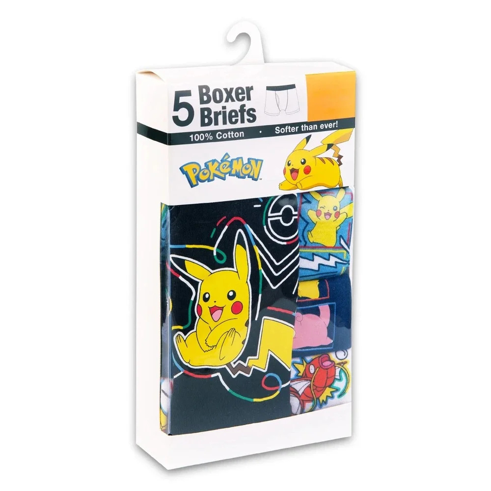 NEW Handcraft 5 Pack Boys Boxer Briefs - Pokemon -‎ 100% Cotton Size 4